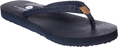 Womens Aloha Flip Flop with Yoga Mat Padding, Navy, 6