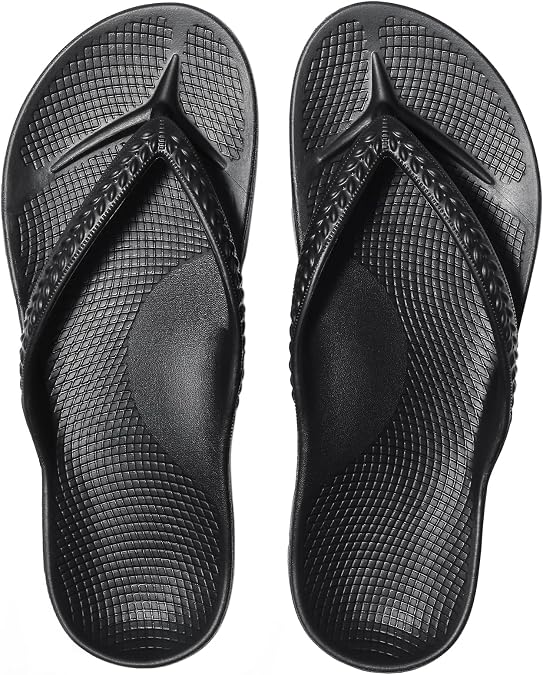 KIDMI Women's Arch Support Flip Flops Comfortable Orthopedic Sandals for Plantar Fasciitis, Light Black 38