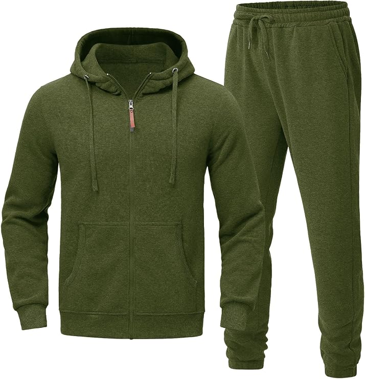 Riskrole Men's Hooded Tracksuit 2 Pieces Set Zip up Fleece Sweatsuit Casual Outdoor Sports Jogging Suits Set