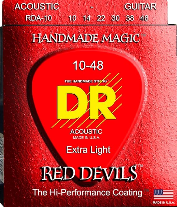 DR Strings Red Devils - Red Coated Acoustic10-48