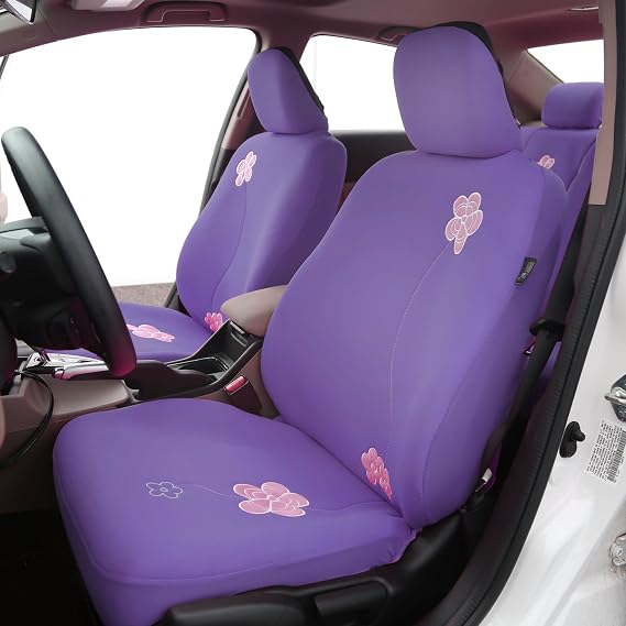 TLH Car Seat Covers Floral Seat Covers Front, Airbag Compatible, Purple Color- Automotive Seat Covers Universal Fit Seat Covers Interior Accessories Car Seat Protector for Cars, Auto, Trucks, SUV