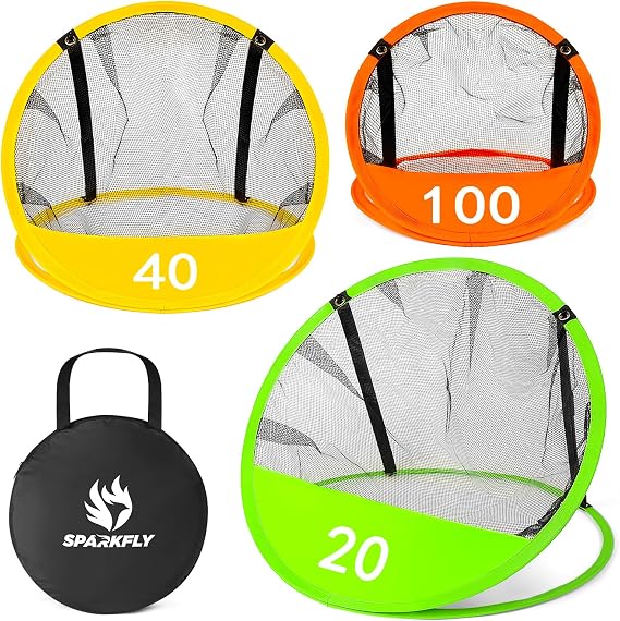 Golf Chipping Net Pop-Up Practice Nets with 3 Targets for Indoor Outdoor Backyard Golf Training Game