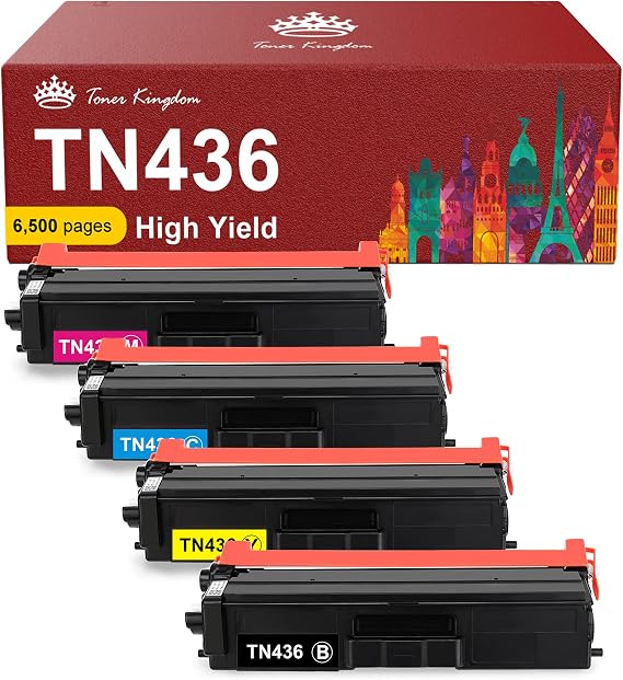 Toner Kingdom TN436 Toner Cartridge Compatible for Brother TN436 TN433 High Yield TN-436 433 TN431 431 for Brother HL-L8360CDW HL-L8360CDWT MFC-L8905CDW MFC-L8900CDW HL-L8260CDW (4 Pack)