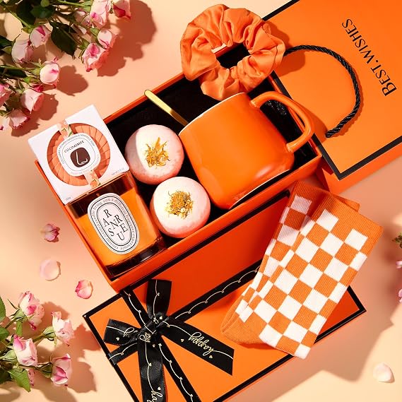 10pcs Unique Gift Baskets with Gift Bag for Women, Best Friend, Sister, Mom, Girlfriend, Coworker, Employee - Get Well Self Care Spa Set with Coffee Mug