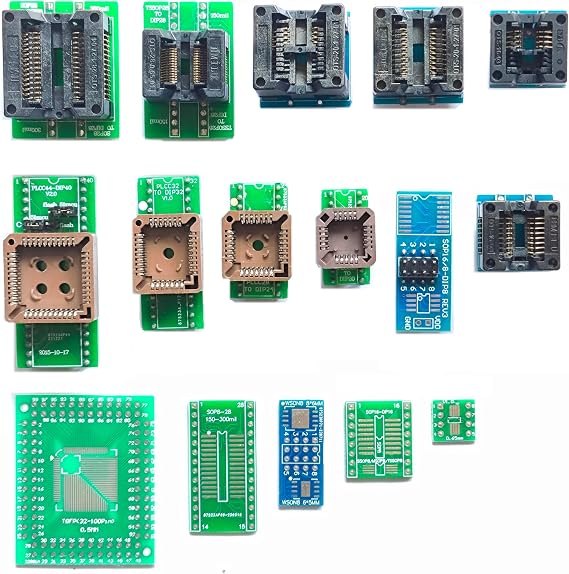 16pcs Universal Adapter Scoket Compatible with Xgecu T48 T56 RT809H RT809F EZP MCU Test Socket Programming Adapter ic chip avr Programmer