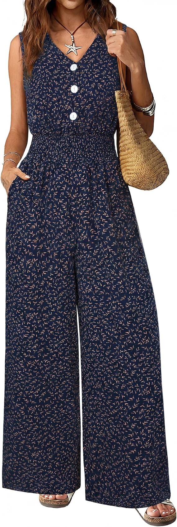LOOKBOHO Women's Jumpsuits Dressy Casual Wide Leg One Piece Summer Outfits