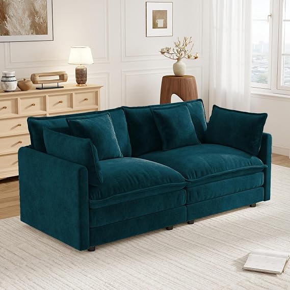 70.8 Inch Modular Sectional Couch, I-Shaped Cloud Sofa, Blue