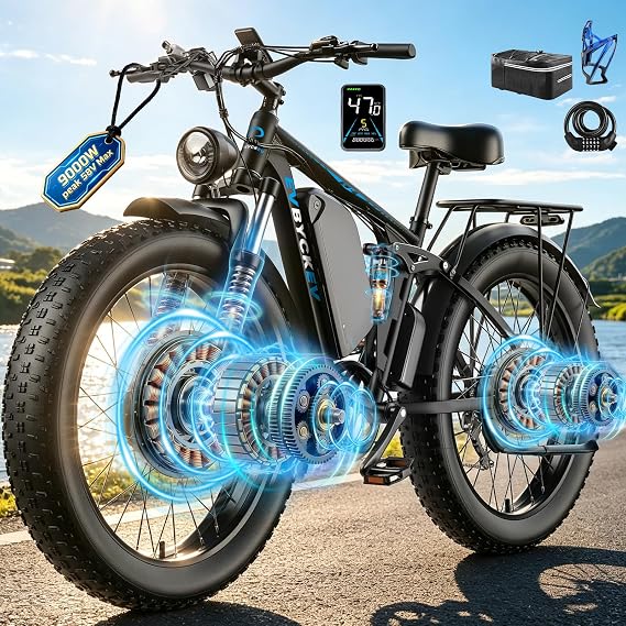 9000W Peak 47-50MPH Dual Motor Electric Bike for Adults