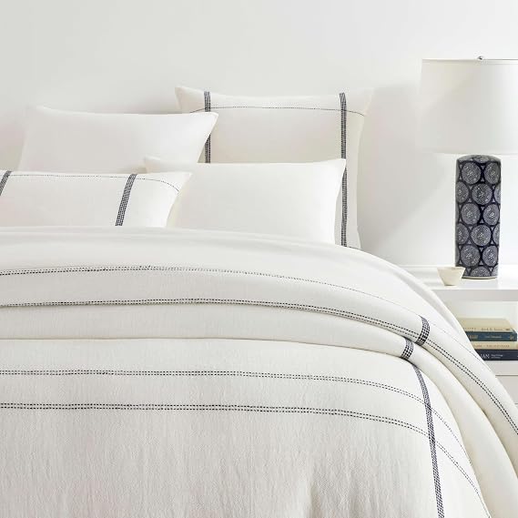 Pine Cone Hill Atherton Navy Plaid Linen Duvet Cover, King