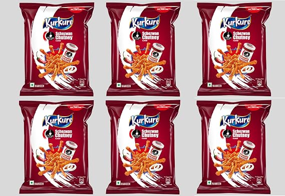 Kurkure Schezwan Chutney Flavour – 68g x 6 Pack – Spicy & Crunchy Masala Snack – Desi Chinese Twist – Anytime Namkeen Snack for Kids & Adults