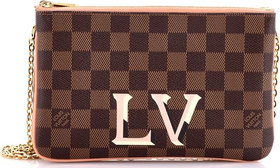 Pre-Loved Double Zip Pochette Damier, Brown