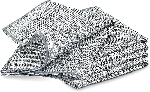 5 PCS Double Layer Stainless Steel Wire Cleaning Cloths for Kitchen