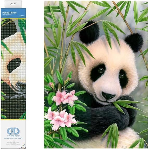 DIAMOND DOTZ Panda Prince Diamond Painting Kit, Diamond Art Craft Set