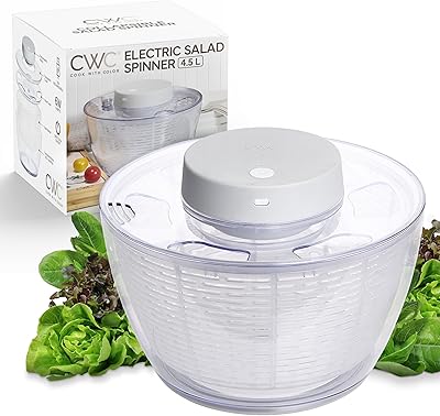 COOK WITH COLOR Electric Salad Spinner, Round 4.5L Capacity Fast Drying & Easy Spin for Fresh Greens, GoatMink