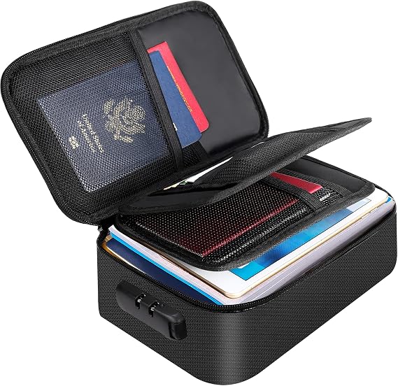ENGPOW Small Fireproof Storage Organizer Case with Lock, 9x 5.3x 3.7