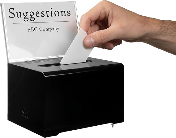 AdirOffice Acrylic Donation & Ballot Box with Lock (Black)