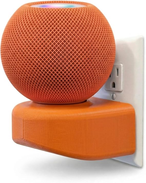 Wall Mount for HomePod Mini,Outlet Shelf Holder with Cable Management, Floating Wall Stand, No Drill Easy Install, Space Saving Speaker Mount for HomePod Mini (Orange)