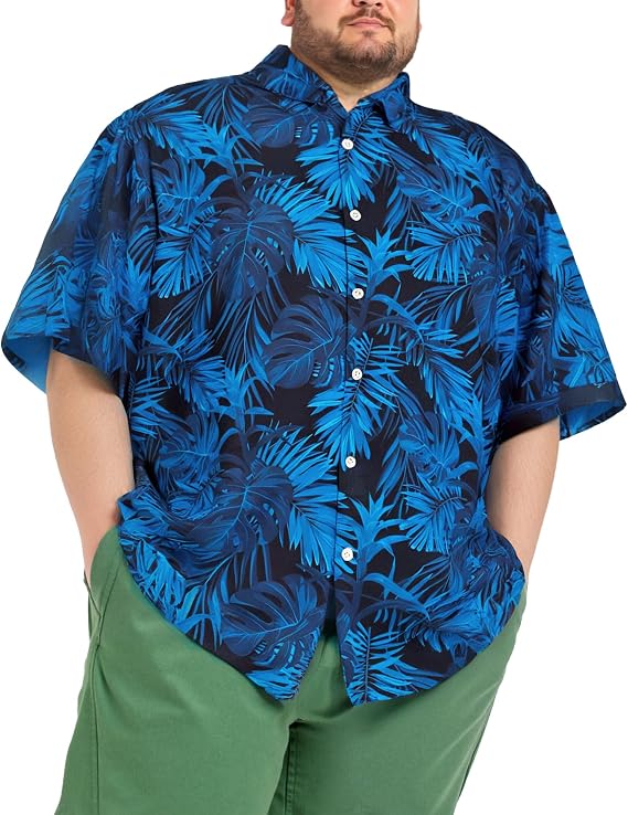 BRISIRA Big and Tall Hawaiian Shirts for Men Button Down Short Sleeves Beach Tropical Shirt