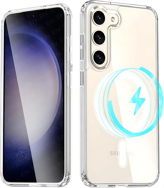 Ehr. Samsung Galaxy S24 Plus Uyumlu Kamera Korumalı Magsafe Wireless Şarj Özellikli Sert Sararmaz Kristal Şeffaf Kılıf (Şeffaf, Samsung Galaxy S24 Plus)