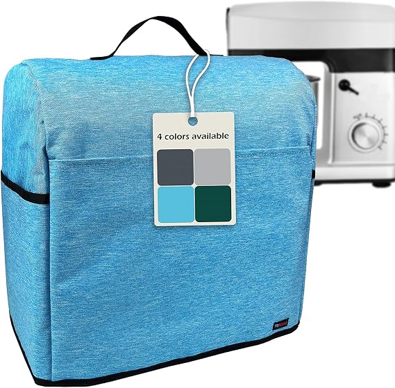 Stand Mixer Dust-proof Cover with Organizer Bag for Kitchenaid Mixer, Multi Pockets for Various Kitchen Appliance Accessories (Blue, 4.5-5 Quart)
