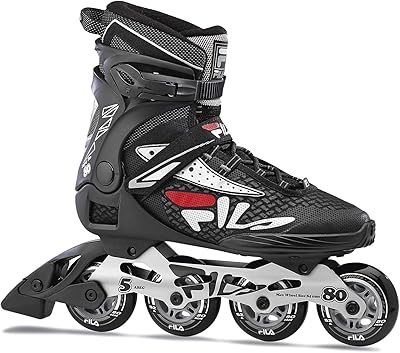 FILA Legacy Pro 80 Inline Skates for Men | FILA 80mm 82A IndoorOutdoor Wheels | ABEC-5 Bearings | Comfortable Skates with Air Flow Ventilated Technology