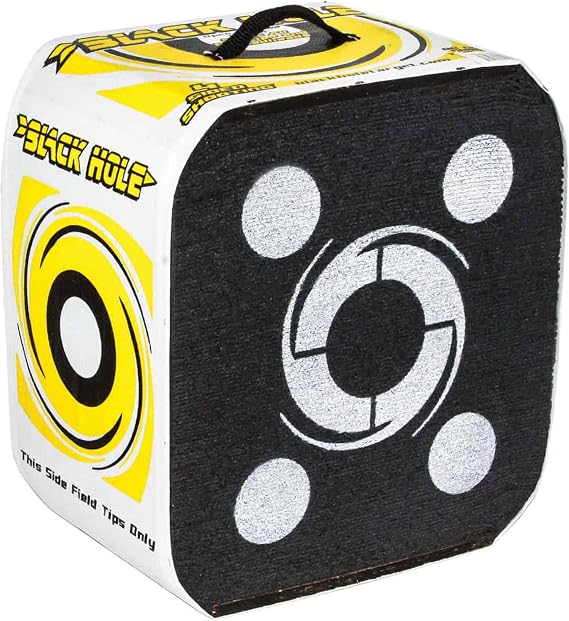 Black Hole 4-Sided Archery Target, Uses Friction Not Force to Stop All Field Points and Broadheads, Open-Face Layered Design, Lightweight and Carry Strap for Portability