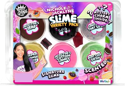 Nichole JACKLYNE Slime Variety Pack | Signature Slime Scented | 6 Pack | Sensory Toys | Non-Sticky | Stress-Reducing Tactile Ages 4