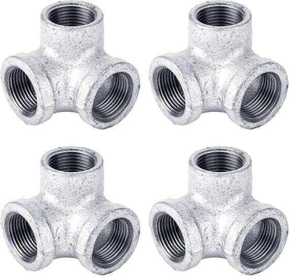 PIPE DECOR 3/4 in. Authentic Galvanized Steel Side Outlet Elbow, 4 Pack, for DIY Pipe Furniture Building