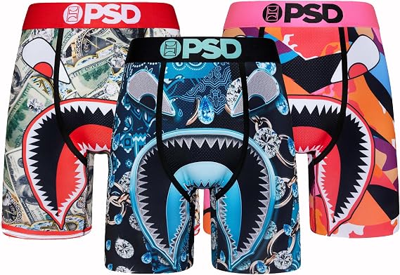 PSD Men's Boxer Briefs - WF Reckless 3 Pack, 7 Inch Inseam, Stretchy Moisture-Wicking Boxer Briefs for Men Pack, Large