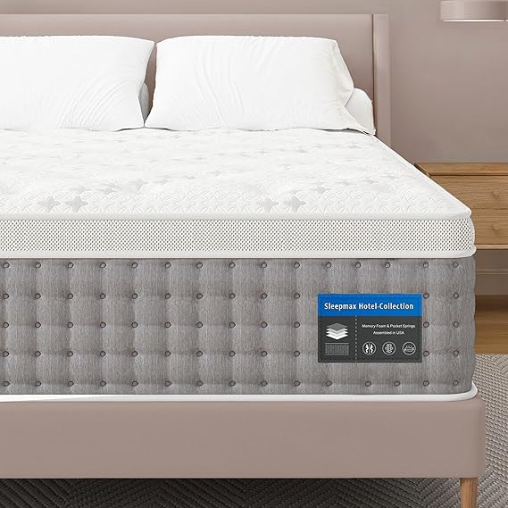 Sleepmax Firm King Mattress 14 Inch - Deep Sleep Hybrid Mattresses Enhanced Pain Relief - Cooling Extra Firm Bed in a Box with Lumbar & Hip Support - , Fiberglass-Free, Hotel-Collection