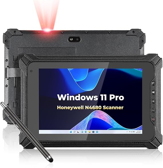 MUNBYN Rugged Windows Tablet with Barcode Scanner IRT06, 8" Windows 11 Pro, Works with HW N4680, 1D/2D QR Inventory Scanner, 8GB+128GB Industrial Tablets for ERP WMS