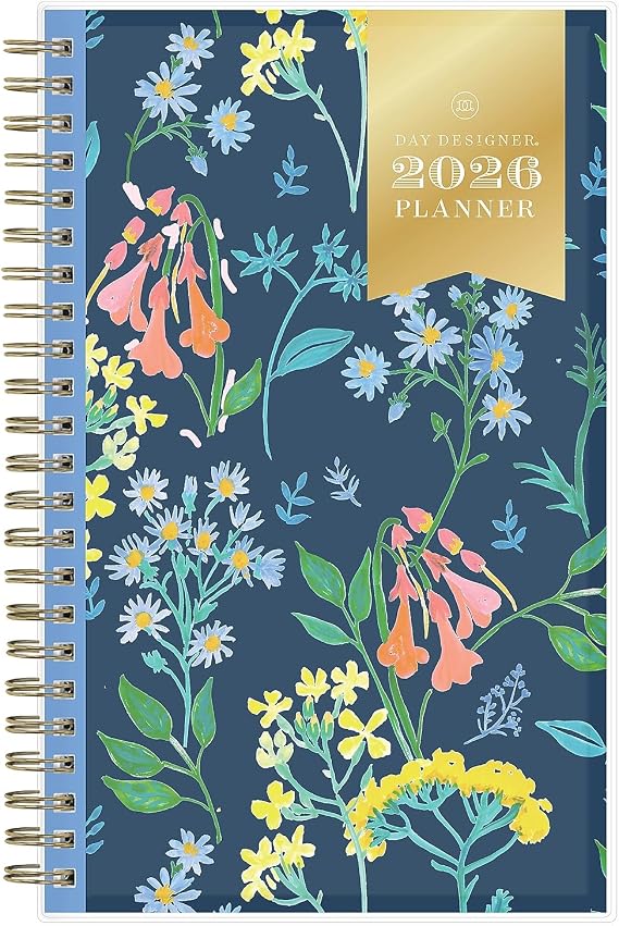 Blue Sky Day Designer 2026 Meadow Blue Floral 5" x 8" Weekly & Monthly Planner, Plastic Cover (147224-26)