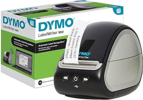 Dymo LabelWriter 550 Direct Thermal Printer with Automatic Recognition for Address, Shipping and Barcode Labels | EU Plug