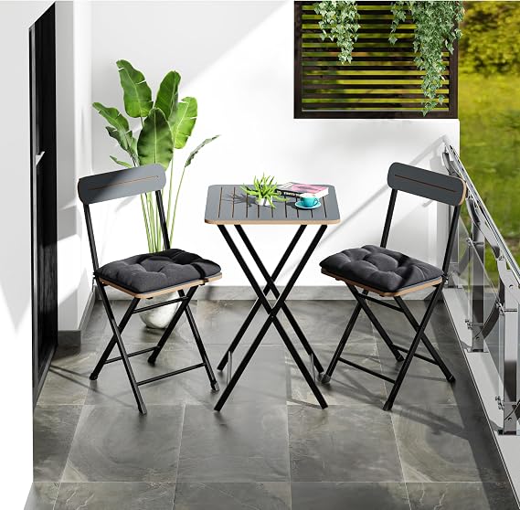 Bistro Set Cushioned Garden Table Chair Smoked 1402