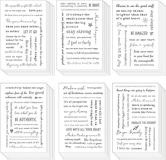 Teling 48 Sheets Quote Stickers for Scrapbooking Journal DIY, Black