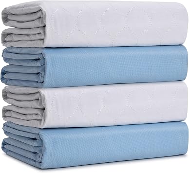 Washable Bed Pads for Dogs, Adults, Kids (30" x 36"|4 Pack), Waterproof and Machine Washable Large Pee Pads with 8 Cup Absorbency
