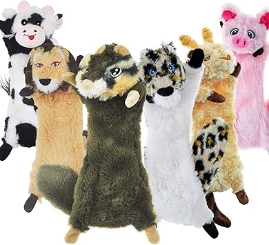 SHARLOVY Dog Squeaky Toy No Stuffing 6 Pack, Dog Toys Crinkle for Small Puppy, Durable Chew Plush Cute Animals Natural for Teething Pet