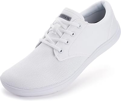 Joomra Barefoot Zero Drop Trail Running Shoes for Men Size 12 Male Jogging Workout Walking Hiking Breathable Antislip Width Minimalist Athletic Sneakers White 45