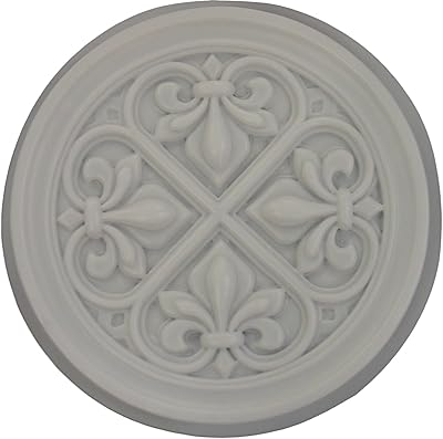 Huge Round Fleur De Lis Plastic Craft Mold use Concrete or Cement for Making Stepping Stones 1095