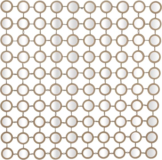 Deco 79 Metal Geometric Room Wall Mirror Entryway Mirror with Grid Pattern, Wall Mounted Mirror 40" x 2" x 40", Gold, 39 by 39"