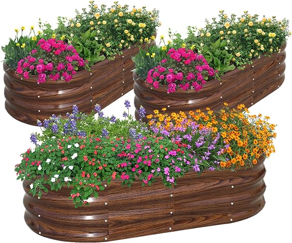SnugNiture 3-Pack 12" Tall 4x2 ft Module Metal Raised Garden Bed