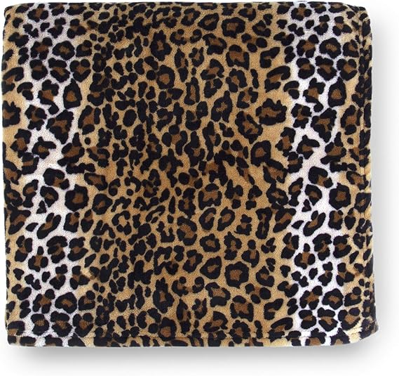 Sleeping Partners Super Soft Throw Blanket - Leopard Print - 50" x 70" - Made of Microdenier Polyester - Use as a Throw on a Bed, Sofa or Chair & Blanket for Picnic or Camping