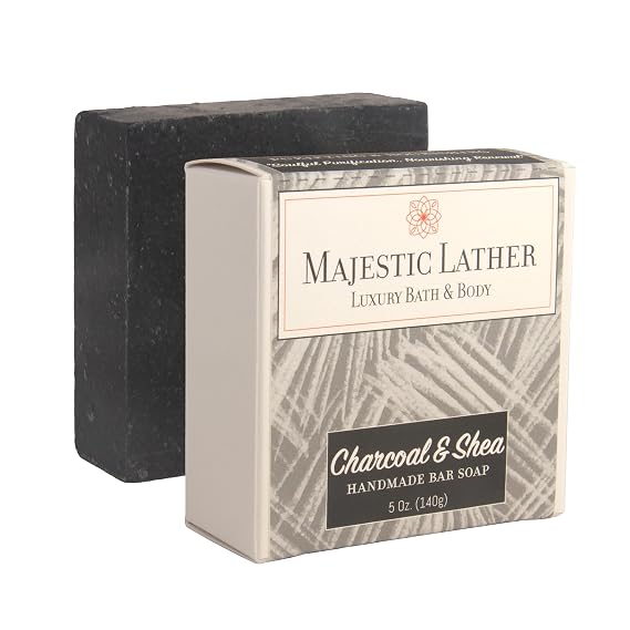 Activated Charcoal & Shea Butter Luxury Bar Soap for Face, Body, Oily & Sensitive Skin, Eczema, Psoriasis and ACNE. Purifying & Nourishing
