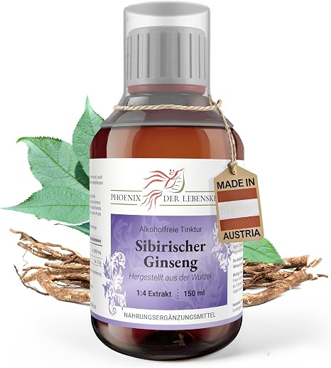 Siberian Ginseng Tincture (Alcohol-Free) 150 ml Eleutherococcus Senticosus Drops (1:4 Extract) Top Premium Quality from Austria Vegan Dietary Supplement without Additives