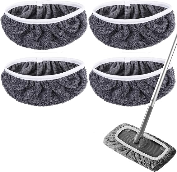 Reusable Microfiber Mop Refill Pads Dry Wet Sweeping Mopping Cloths Compatible with Swiffer Sweeper for Household Floor Cleaning (4 Pack, Mop is not Included)