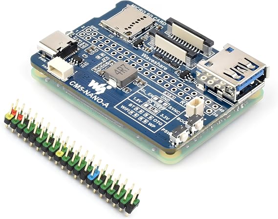 Mini Nano Base Board for Compute Module 5 Lite/eMMC, Same Size As CM5 Compact Size y Functional, with Multiple Peripheral Interfaces-40PIN GPIO, USB 3.2 Gen1 Type-A, Fan Header,etc