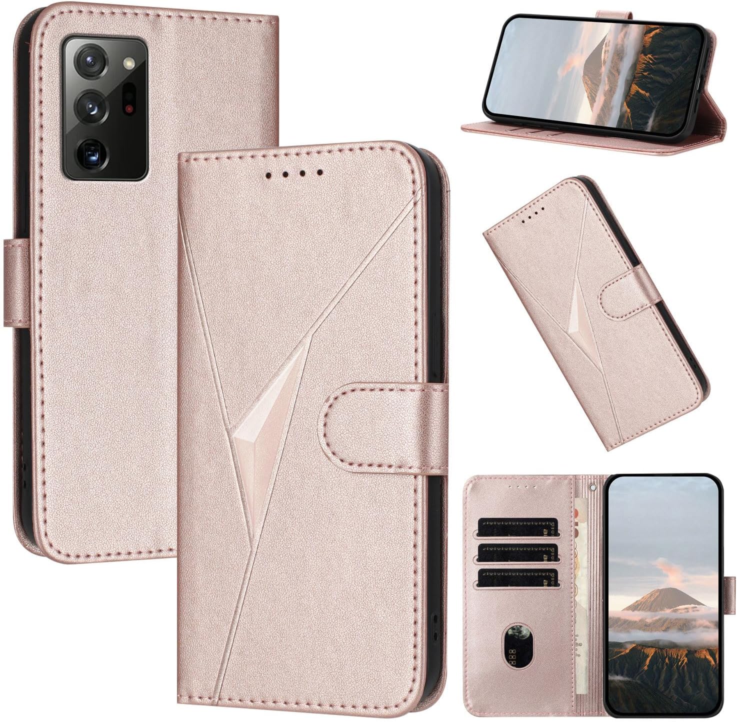 Compatible Galaxy Note20 Case Wallet Type Galaxy Note20 Case Wallet Type Three-dimensional Triangle Pattern Galaxy note 20 Smartphone Case Galaxy note20 Mobile Cover Comfortable Touch Stand