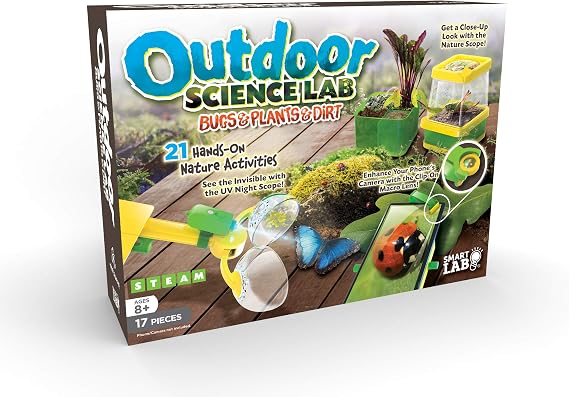 SmartLab Toys Outdoor Science Lab Bugs, Dirt, Plants with 24 Hands On Nature Activities Science Kit.