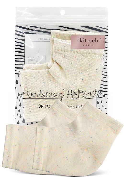 Kitsch Moisturizing Heel Socks for Cracked Heel Treatment - 1 Pair | Moisturizing Socks for Women & Men, Overnight Gel Socks with Insulated Gel Lining for Cracked Heels, Open-Toe Design