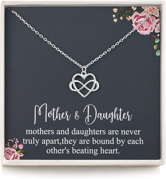 RareLove Gifts for Mum,925 Sterling Silver Tiny Infinity Heart Necklaces for Mother & Daughter,Mum Necklace Jewellery from Daughter,Mom Gifts for Mothers Day,Best Birthday Gift Ideas